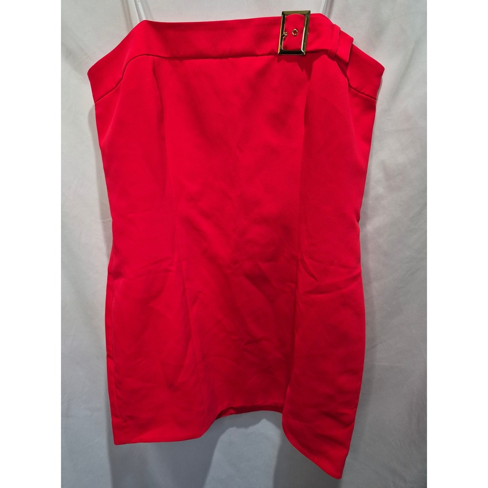 Amanda Uprichard Red Strapless Buckle Accent Mini Dress Size Large